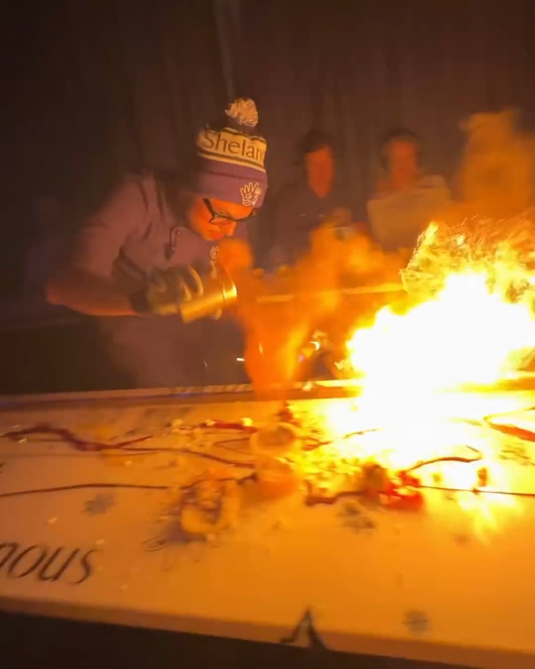 A burst of flame down the table during the show